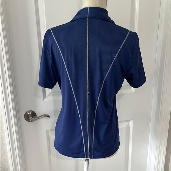 ANNIKA Cutter & Buck Blue and Citron Golf Shirt - Picture 6 of 10